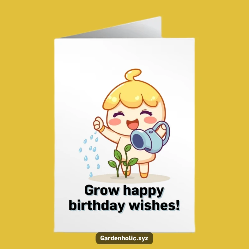 Free Printable Birthday Card: Joyful Gardener, Growing Wishes, Cute Sprout