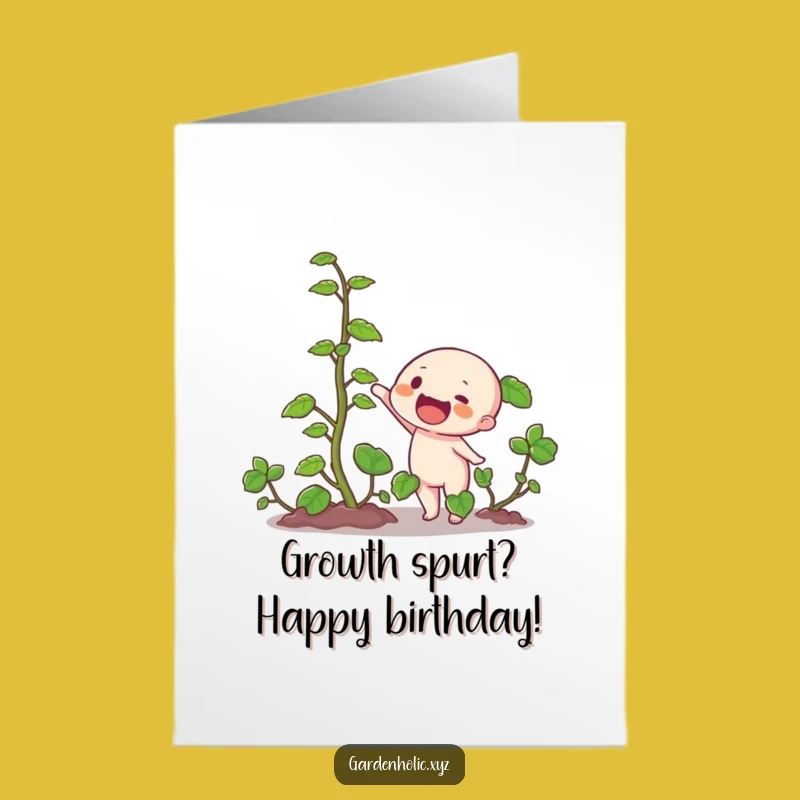 Free Printable Birthday Card: Funny Growing Vine Character DIY Downloadable Gift