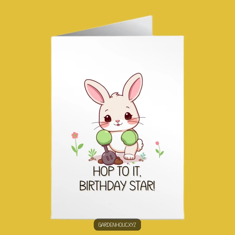 Free Printable Birthday Card: Bunny Gardener! Cute Bunny Downloadable Greeting for Growin' Fun.
