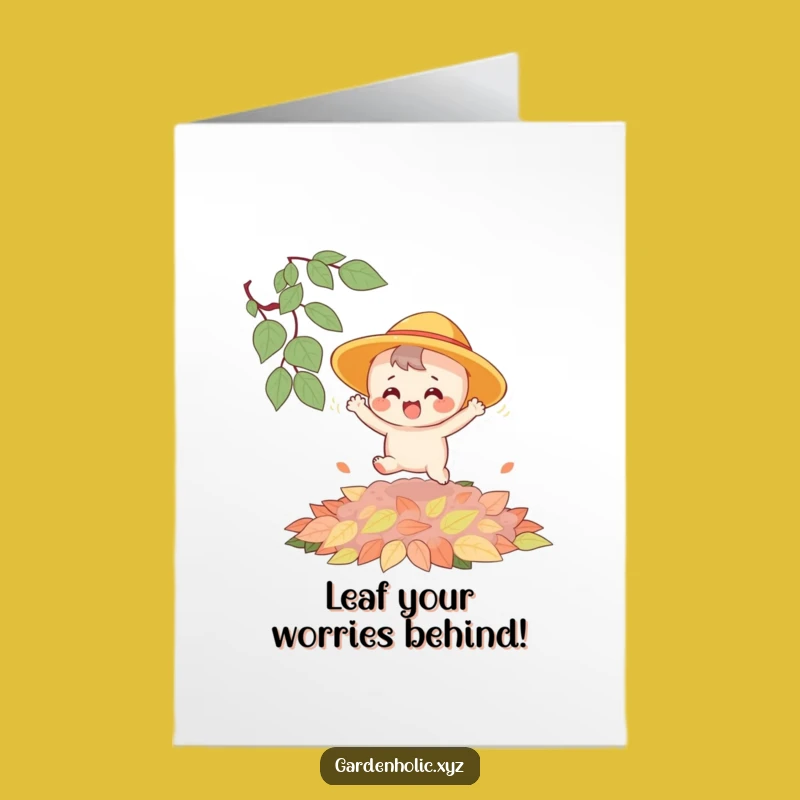 Free Printable Birthday Card: Joyful Leaf Bouncer - Funny Downloadable Gift