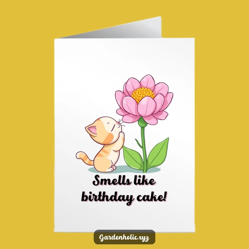 Free Printable Cat Flower Birthday Card - Whimsical Downloadable Gift for Cat Lovers
