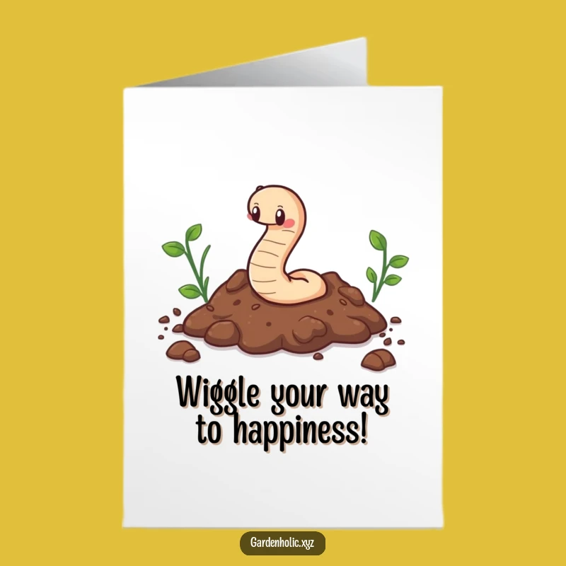 Free Printable Worm Birthday Card: Funny Downloadable Greeting for Garden Lovers