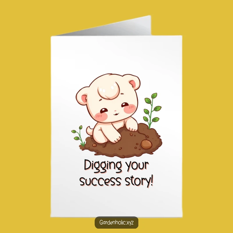 Free Printable Congrats Card: Digging Character Greeting, Downloadable Funny Celebration Gift