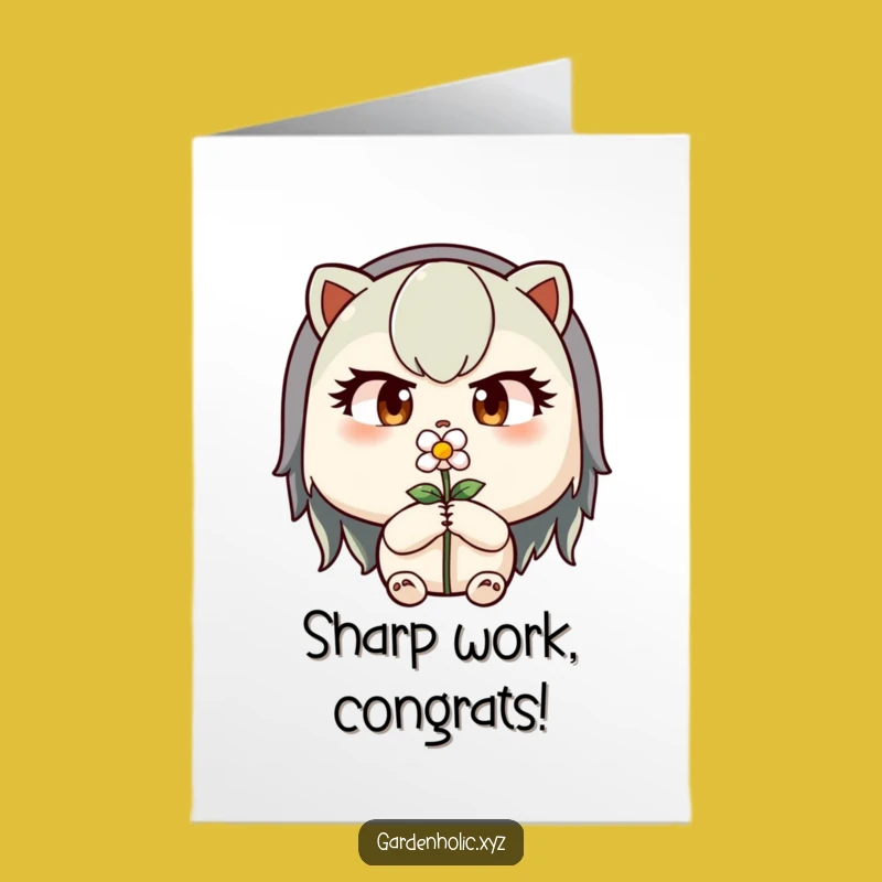 Free Printable Congrats Card: Focused Gardener Character - Perfecting Success Gift