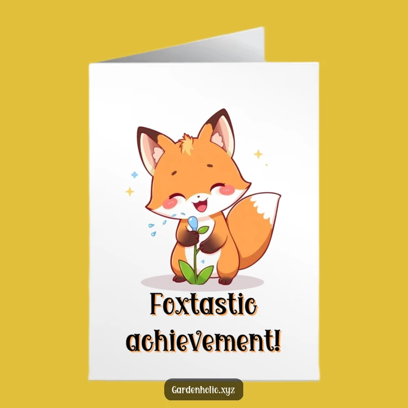 Free Printable Congrats Card: Fox's Growth Spurt! Joyful Fox Downloadable Greeting for Success.