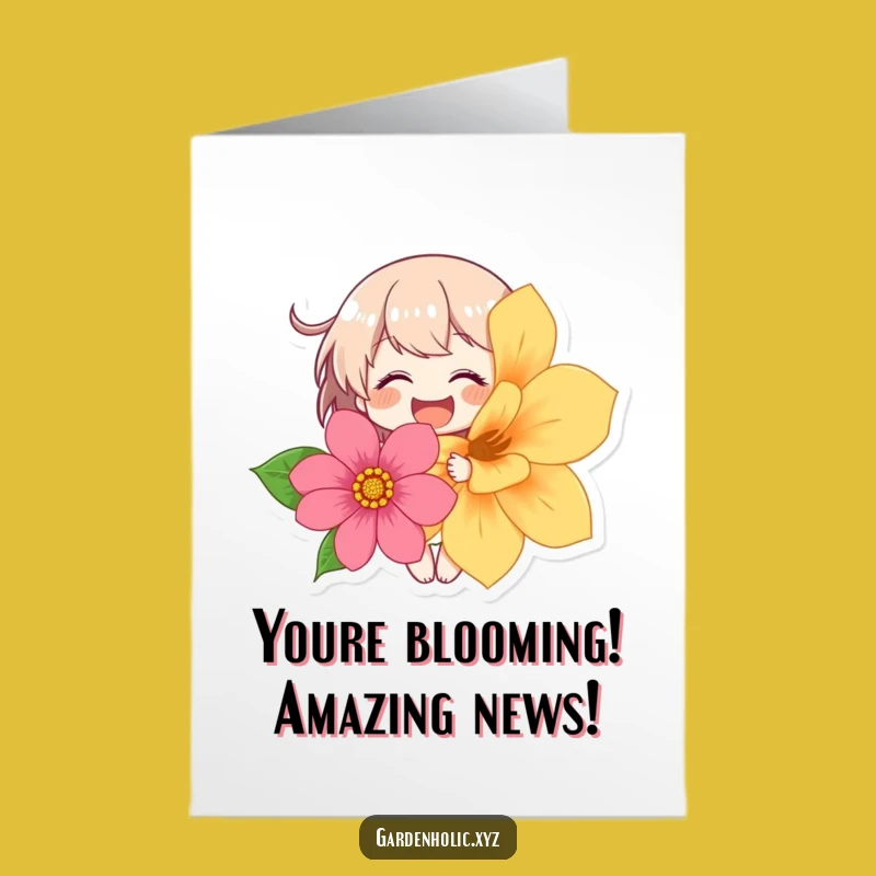 Free Printable Congrats Card: Giggling Flower Character, Humorous Downloadable Gift