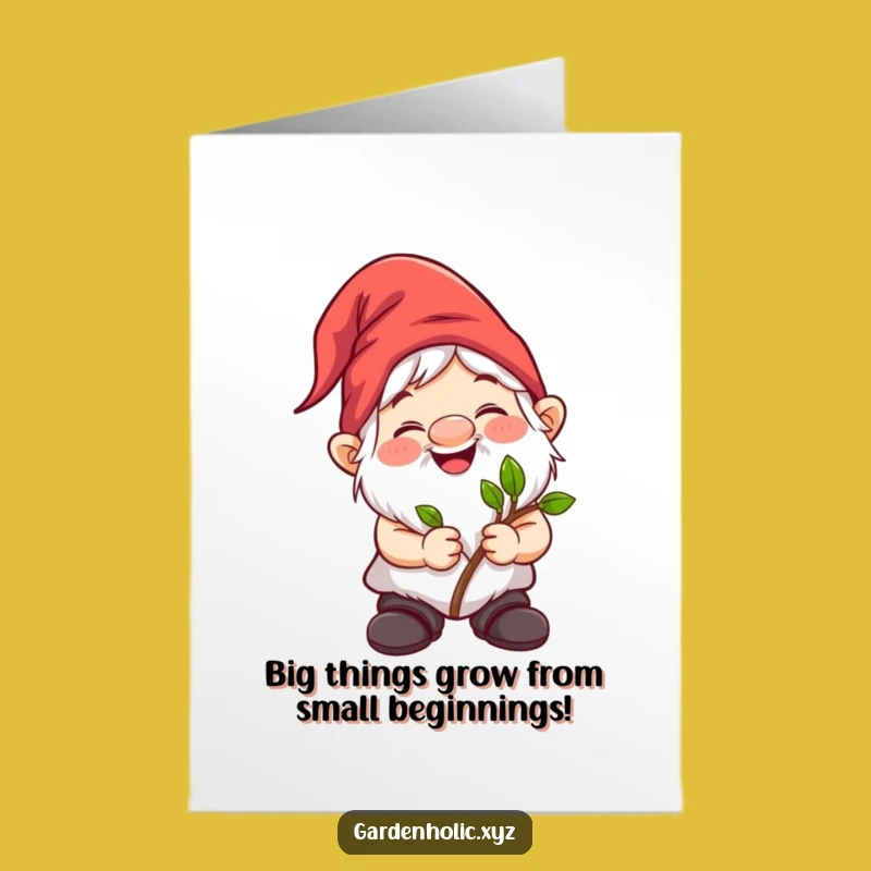 Free Printable Congrats Card: Gnome Sprouts New Beginnings, Downloadable Joy