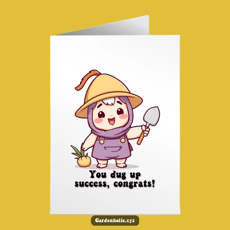 Free Printable Congrats Card: Waving Trowel Character - Funny Downloadable DIY Gift