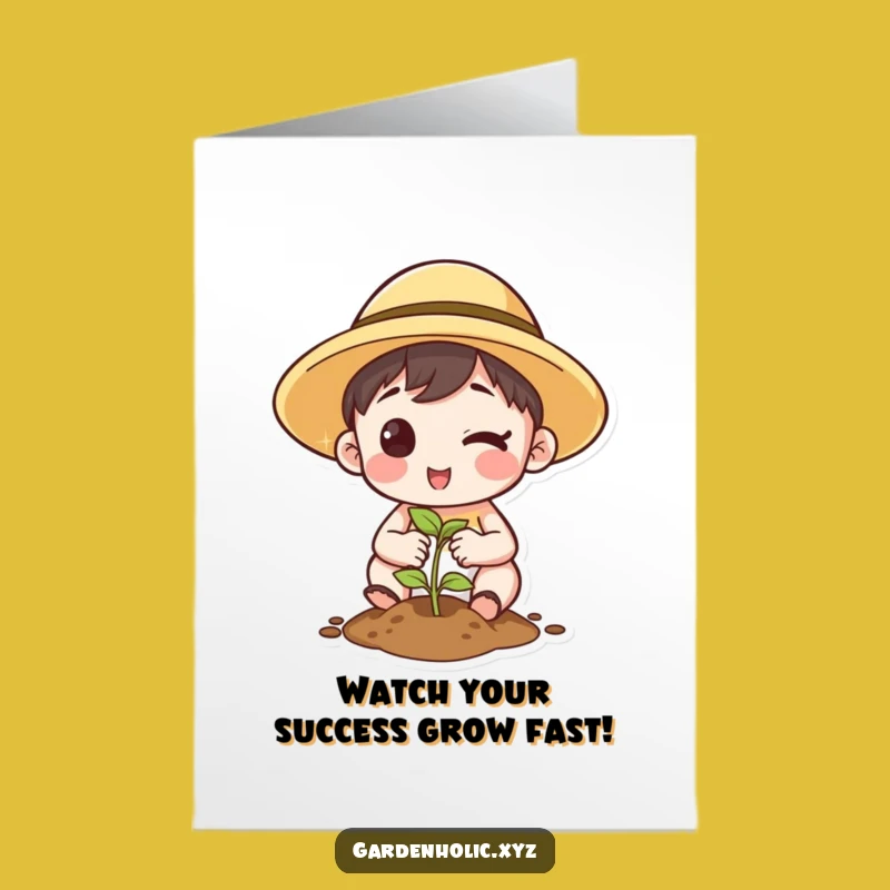 Free Printable Congrats Card: Winking Gardener Greeting, Downloadable Funny Celebration Gift