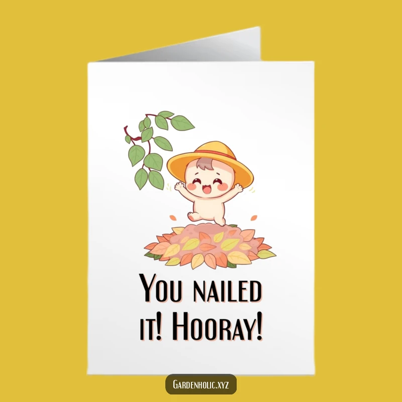 Free Printable Congratulations Card: Joyful Leaf Bouncer - Funny Downloadable Gift