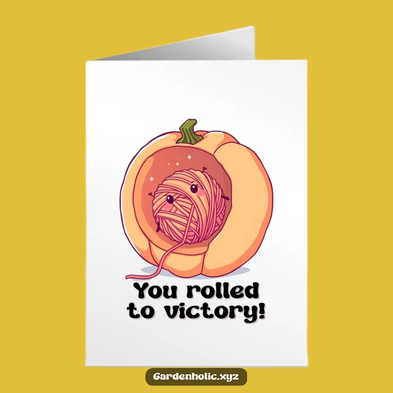 Free Printable Funny Yarn Pumpkin Congrats Card - Rolling Success Downloadable Greeting