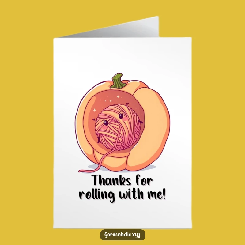 Free Printable Funny Yarn Pumpkin Thank You Card - Rolling Gratitude Downloadable Greeting