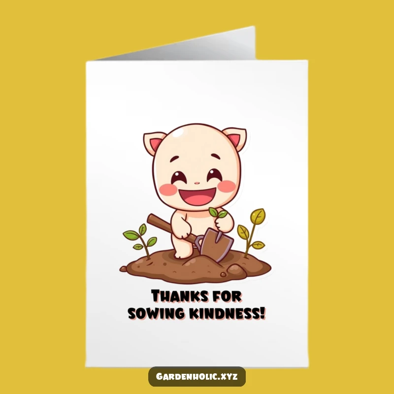 Free Printable Thank You Card: Cheerful Planter Character - Thanks Grow Downloadable Gift
