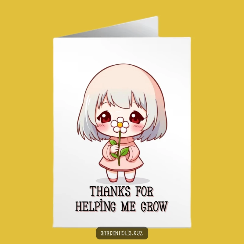 Free Printable Thank You Card: Funny Flower Character, Express Gratitude Downloadable