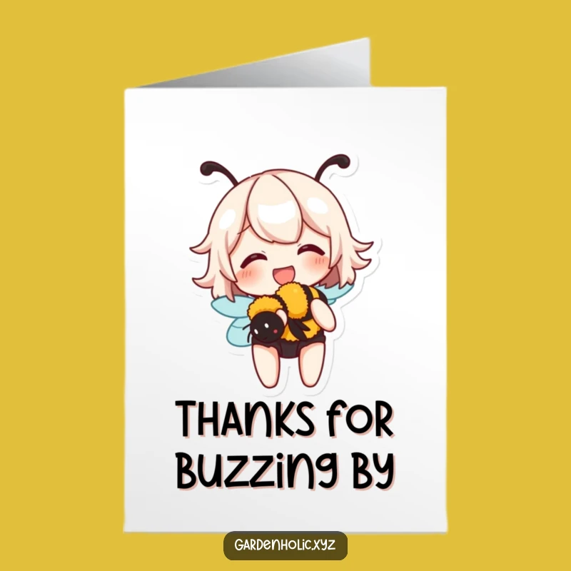 Free Printable Thank You Card: Giggling Bee Character Easy DIY Downloadable