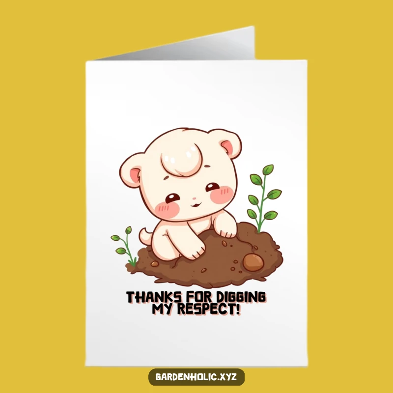 Free Printable Thank You Card: Digging Character Greeting, Downloadable Funny Appreciation Gift