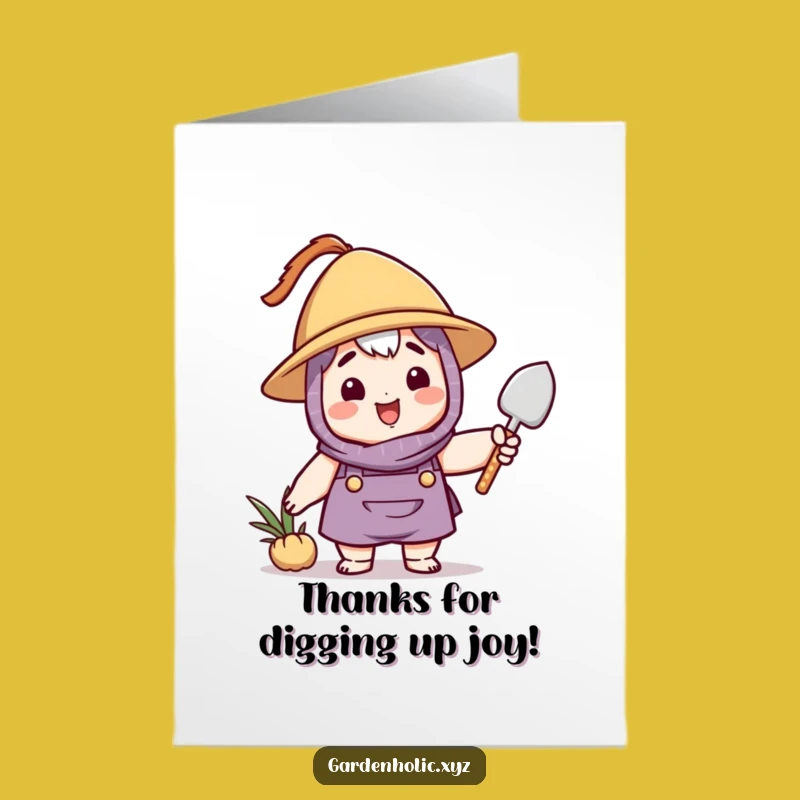 Free Printable Thank You Card: Trowel Waving Character - Funny Downloadable DIY Gift