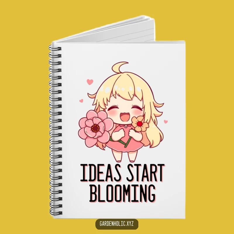 Funny Cute Flower Character Notebook, Journal with Blooming Flower Design, Great Funny Gift