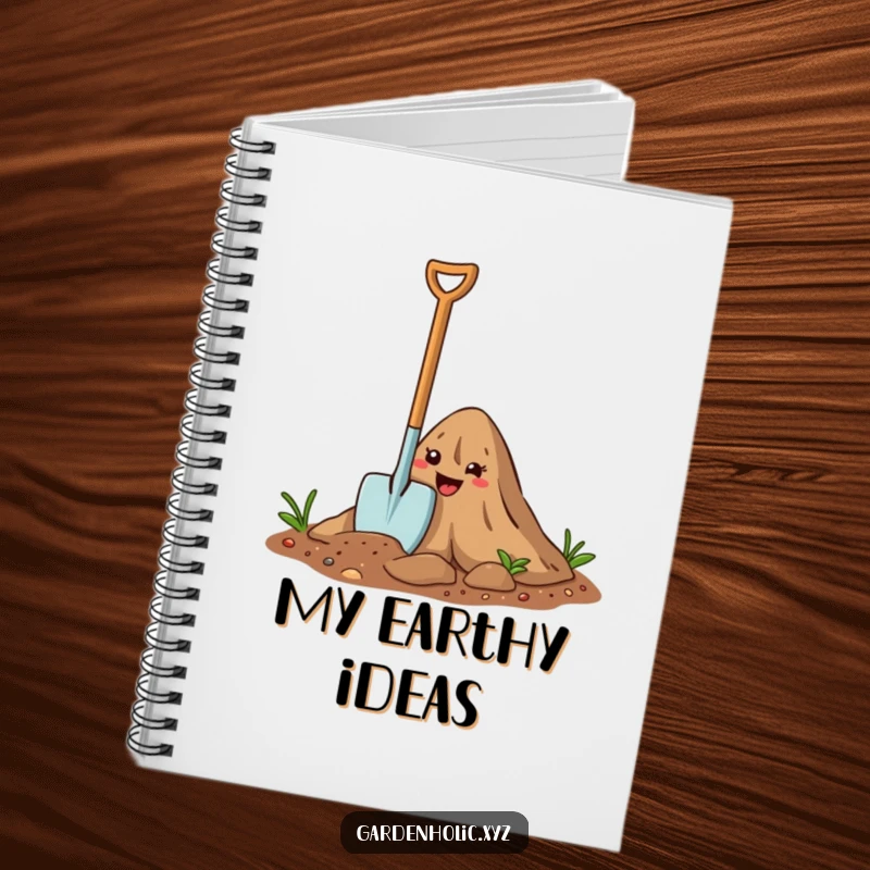 Funny Notebook: A happy cartoon trowel digs into a dirt mound, ready to hold your gardening plans and notes.