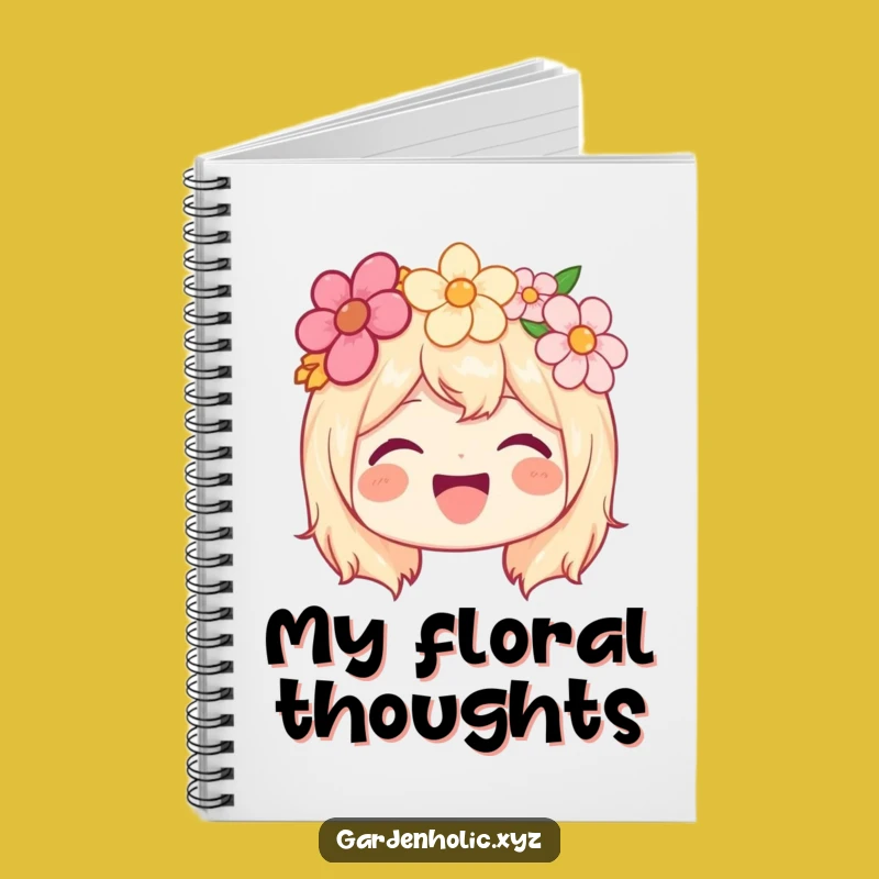 Funny Happy Character Notebook - Flower Crown Beaming Journal, Creative Funny Gift!