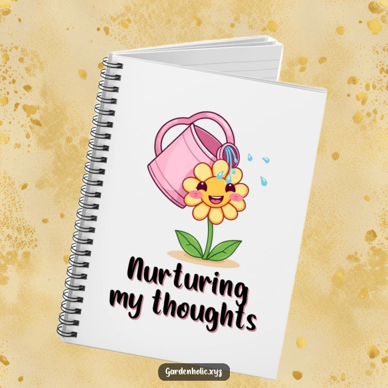 Funny Notebook: A cute watering can showers a smiling flower, ready to hold your gardening plans and notes.