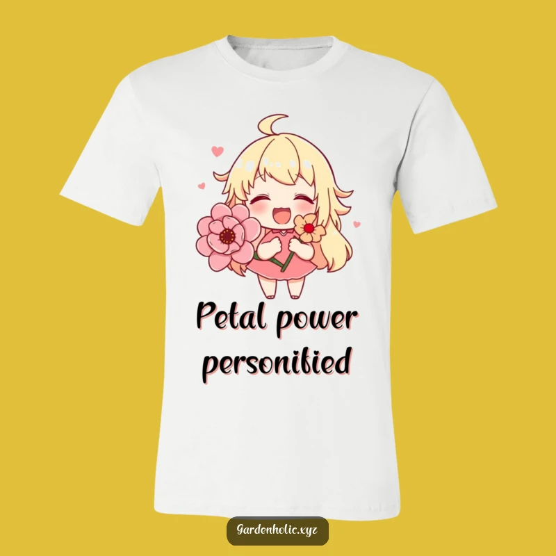 Funny Cute Flower Character T-Shirt, Joyful Blooming Flower Graphic Tee, Hilarious Gift