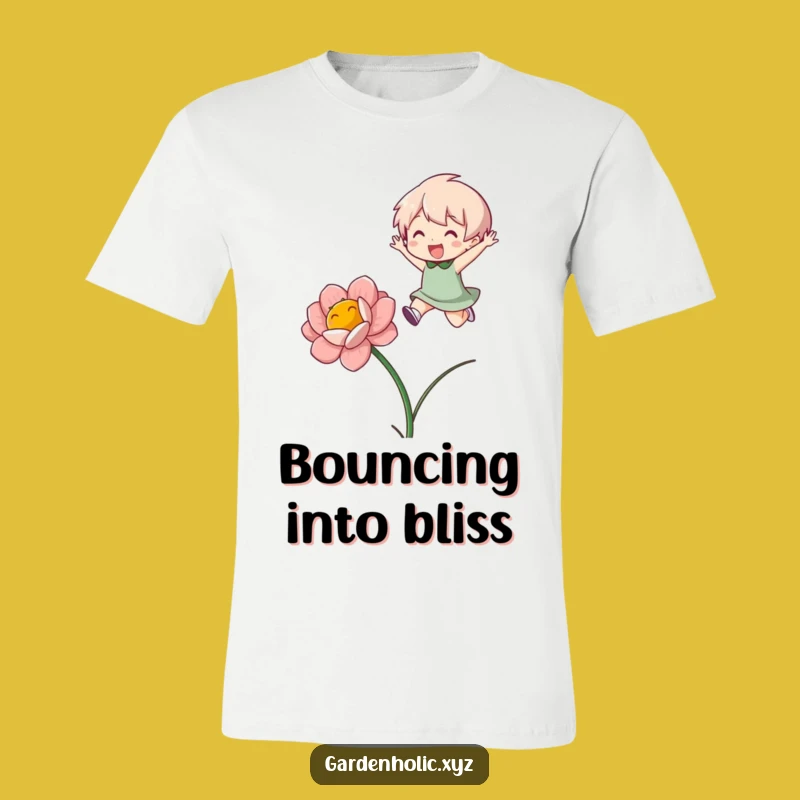 Funny Flower Jumper T-Shirt - Hilarious Character Bloom Leap Tee