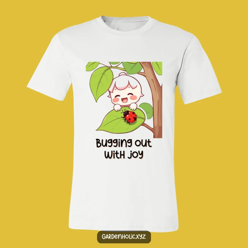 Funny Nature Guardian Tee: Joyful Ladybug Protector Shirt for Gardeners