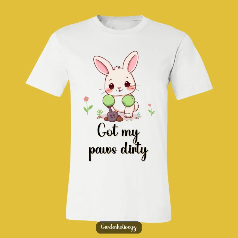 Funny Bunny Gardener T-Shirt: Cute Bunny Digging Happily, Great Garden Lover Gift!