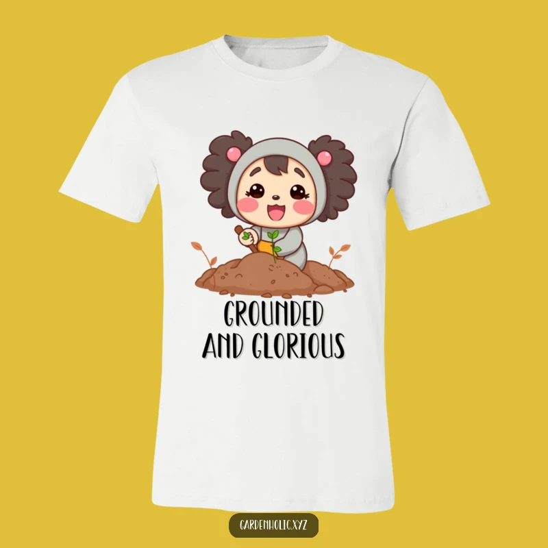 Funny Gardener Character T-Shirt, Happy Digging Soil Graphic Tee, Hilarious Gardening Gift