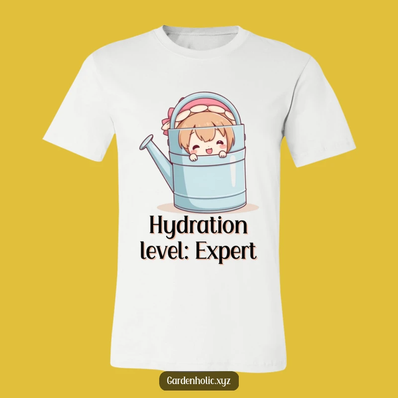 Funny Peeker T-Shirt: Smiling Character, Giant Watering Can Fun Gift