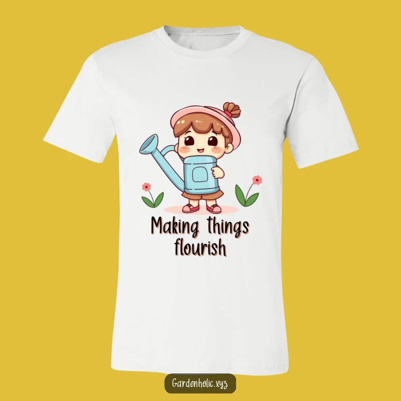 Funny Gardener T-Shirt: Giant Watering Can, Happy Smile, Great Gift!