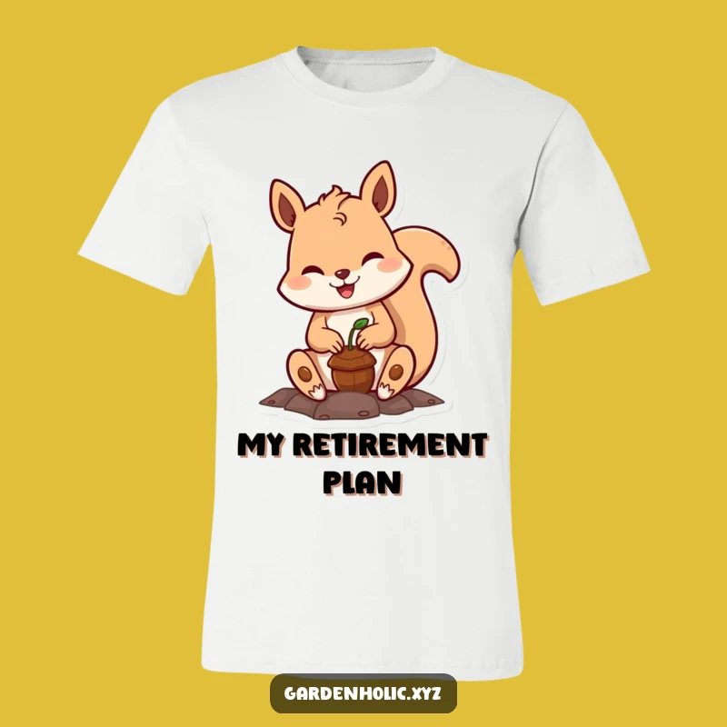 Funny Squirrel Planting Acorn T-Shirt: Cheerful Character Tee, Perfect Gift