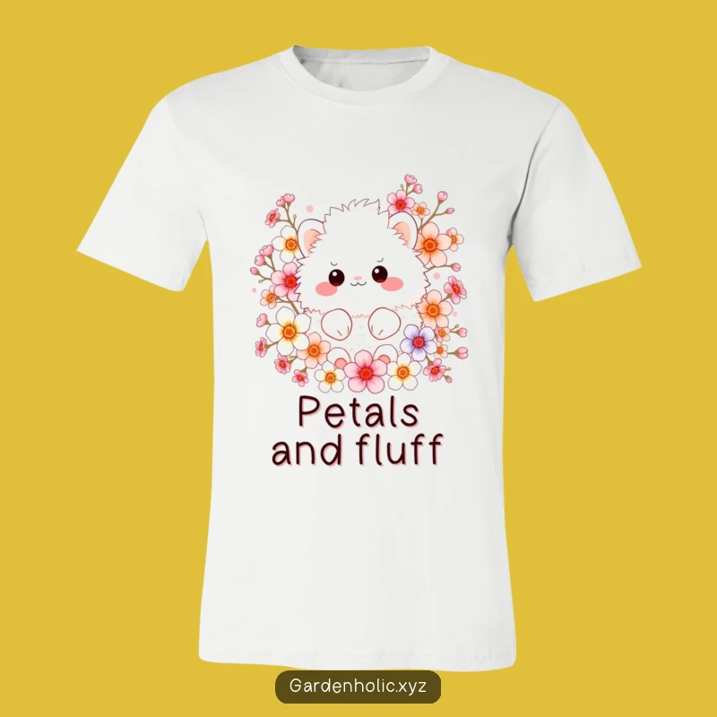 Funny Fluffy Creature T-Shirt: Surrounded by Blossoms, Awesome Funny Gift