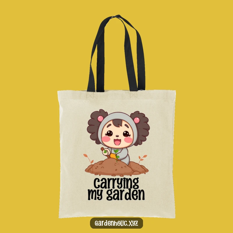 Funny Gardener Character Tote Bag, Happy Digging Soil Carryall, Practical Funny Garden Gift