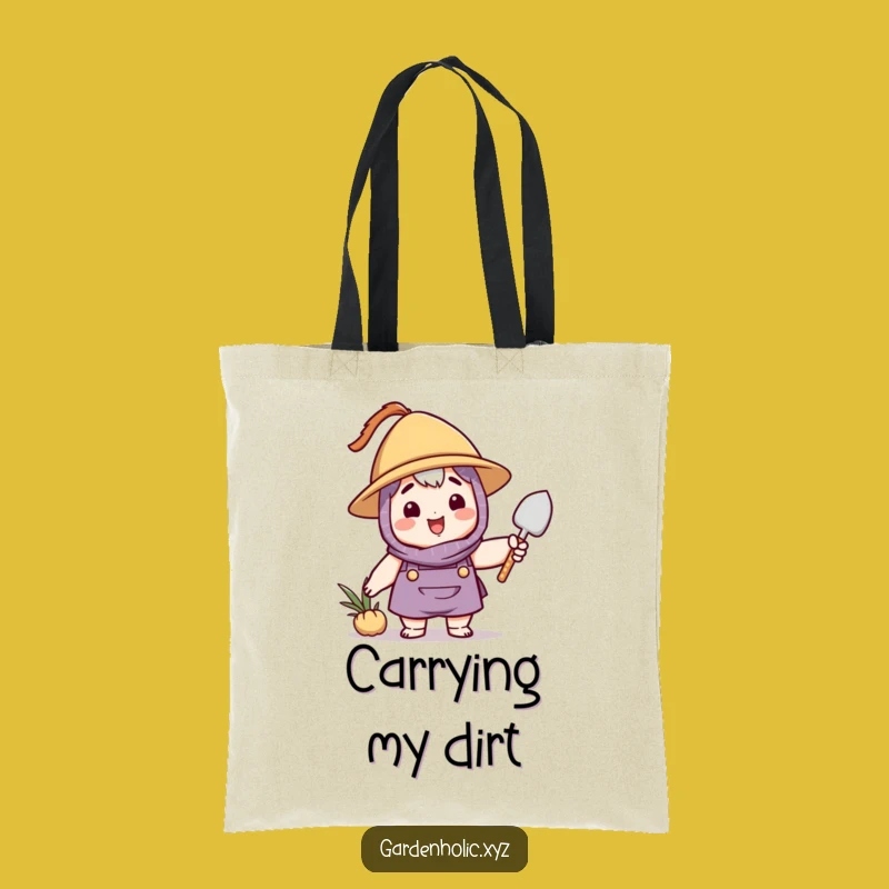 Funny Gardener Tote Bag: Durable Character with Hat Waving Trowel - Eco-Friendly Gift