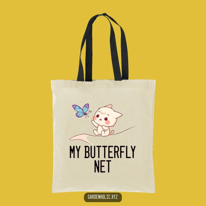 Funny Nature Lover Tote Bag - Playful Butterfly Chase Design, Handy Funny Gift!