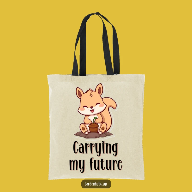 Funny Squirrel Acorn Tote Bag: Cheerful Gardener Carryall, Cute Gift