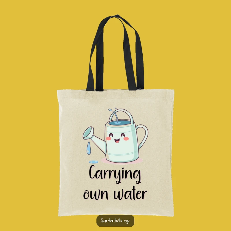 Funny Watering Can Tote Bag: Happy Can Watering Itself, Groovy Gift